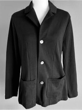 Hannah Andersson Black Women's Button Front Jacket Cotton/Poly/Lycra Blend M